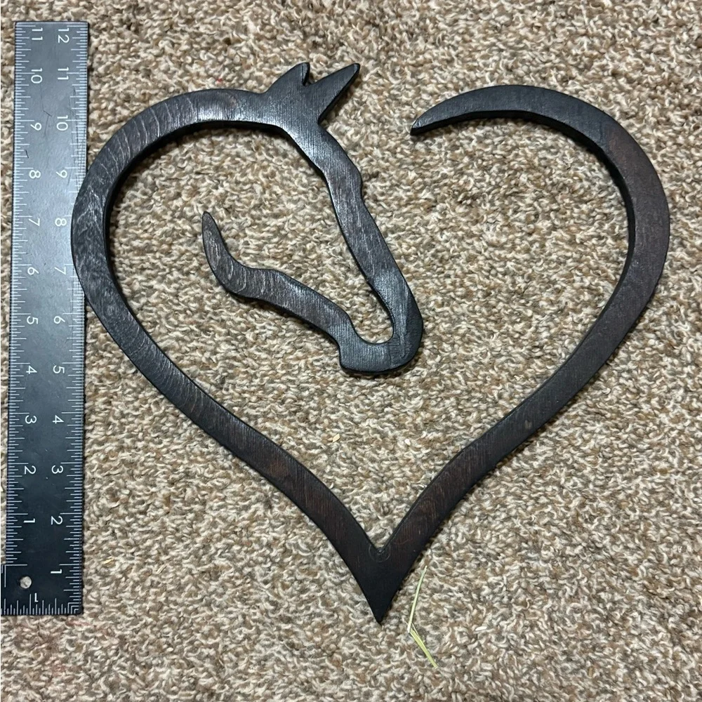Brown/Black (Bay) stained Wood Heart-Shaped Wall Art - Picture 2 of 5